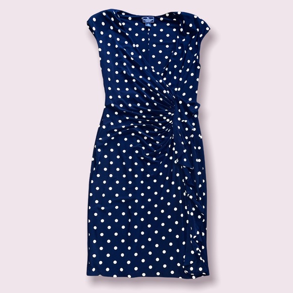 Navy blue with white polka dots dress - American Living by Ralph Lauren - Picture 3 of 8